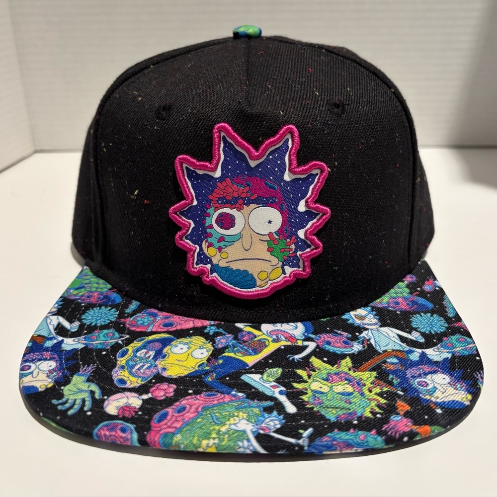 RICK FACE Portal Rick & Morty Bioworld Black Scientist Snapback Trucker Hat Cap